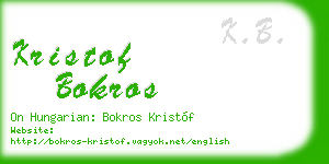 kristof bokros business card